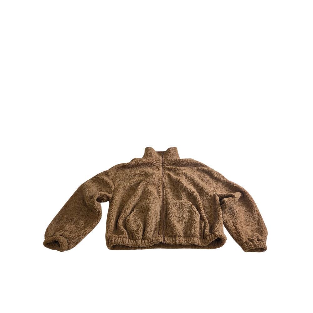 Old Navy Oversized Sherpa Full Zip Tan Large Tall